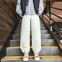 Men's Pants Winter Thickened Warm Outer Cotton-padded Trousers Ski Windproof Coldproof Causal Loose High Street Overalls Male Clothes