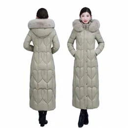 Tcyeek Real Fox Fur Collar 2023 Winter Warm Woman 300g White Duck Down Coat Hooded X-LG Pufferジャケット女性服エレガントn6sh＃