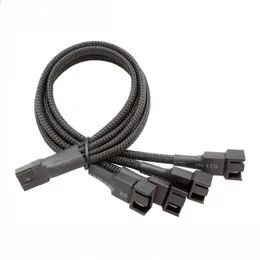 NOWY 2024 4 PIN PWM Kabel wentylatora 1 do 2/3/4 sposoby Rozdzielacz Czarny rękaw 27 cm Złącze przedłużacze kabla PWM Kable sprzętowe- dla dla