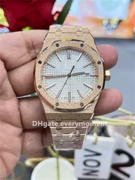 Yeni APS Fabrikası Süper Edition Watch 15400 41mm Otomatik Mekanik Erkekler Saatleri Cal.3120 Hareket 316L Beyaz Dial Gül Altın Bilezik Su geçirmez kol saatleri