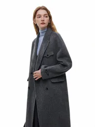 FSLE Winter Melody Double-Sided Woolen LG Coat for Women Commuter Style Högkvalitativ 100% ullfast färgrockar Kvinnlig Z0AL#