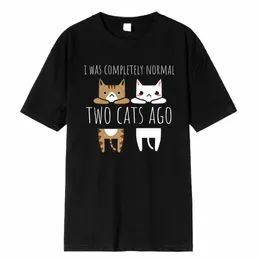 私は完全に普通でした2匹の猫の前に雄のTシャツ通気性服高品質のティーシャツヒップホップo-neckコットTシャツ男x8pw＃