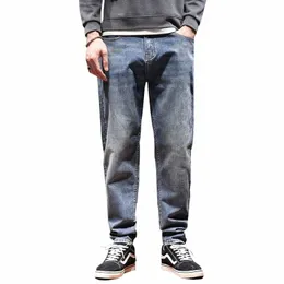 kstun Baggy Jeans Uomo Loose Fit Harem Pantaloni Gamba larga Fi Lettere Retro Blu Hip Hop Streetwear Casual Denim Pantaloni Primavera c4pf #