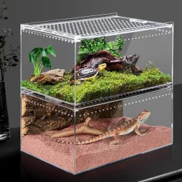 Terrariums Acrylic Reptile Breeding Box Spider Lizard Amphibian Terrarium Pet Habitat Arboreal Tarantula Enclosure For Home Rearing