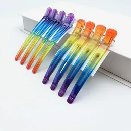 4st/set Rainbow Hairpin Fixed Styling Clip Flat Duck Mouth Hair Clips Pro Salong Frisör Klipp Tillbehör Diy Hem