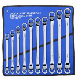 Zappers Wozobuy Offset Double Box End Wrench Set, Metric, 4/6/8/10 -Stycke, 5.524mm, 45Gree, CRV konstruerad, med rullande påse