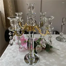 Titulares de vela requintado suporte de cristal luxo prático casamento candelabro banquete lustre kerzenhalter decorações para casa cy50cs