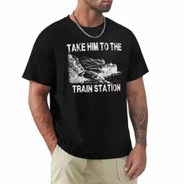 彼を列車の統計ギフトTシャツヘビー級プラスサイズトッププレーンホワイトTシャツメンU0LW＃