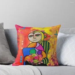 Pillow Funky Art Lady With Flower Bouquet Throw Decorative Case Sofa S Covers