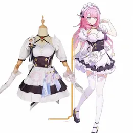 Elysia Cosplay French Maid Costume Hkai Impact 3 Karnawał mundury peruka anime halen costumes Men Game 24rv#