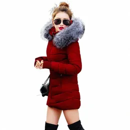 Cappotto invernale femminile 2020 Nuova giacca invernale da donna Cappotto caldo addensato Lg Cappotto con cappuccio con pelliccia Giù Parka Giacca femminile sottile Outwear K42U #