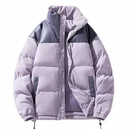 Paar Winter Fi Freizeit Sport Daunen Cott Jacken Männer Stehkragen Warm Ctrast Corduroy Cott Mantel Frauen Mäntel p3pb #