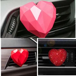 Upgrade Car Styling Bling Diamond Car Air Freshener Crystal Heart Shape Car Perfume Outlet Air Vent Fragrance Clip Car Ornaments Girls Wholesale