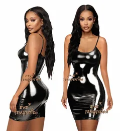 Seksi Glisten PVC sahte deri iç çamaşırı babydoll iç çamaşırı strapl leotard direği dans etsi yetişkin gece kulübü partisi dr w073 28hy#