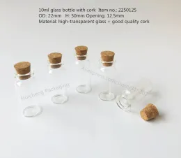 Lastoortsen 50pcs X 10ml Glass Jars Cork Stopper Ornaments Diy Small Cheap Mini Containers Message Vials Popular Mason Jar Decoration Bottle