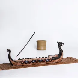 Esculturas longship dragão ornamentos barco dispositivo de incenso interior vikings navios vela modelo brinquedo presentes pirata barco sala estar decoração