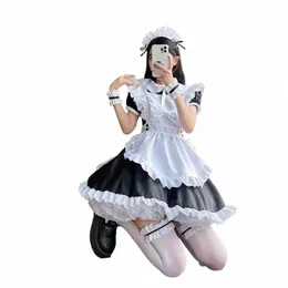 بالإضافة إلى حجم Halen Maid Cosplay Costumes Anime Carto Black White Lolita Dr Sweet Bow Knot Student Kawaii Sailor Uniform O8R4#