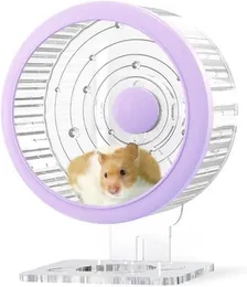 ZOUPGMRHS 8.5" Silent Hamster Wheel, with Bracket and Anti-Fall Outer Ring, for Hamster Exercise(Star Orbit Style, Clear & Purple)