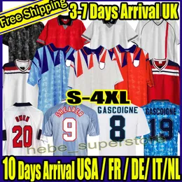 S-4XL Retro New 1990 1982 1994 1998 2002 1996 1999 2001 England Soccer Jerseys Home Away Kits Shearer Gascoigne Owen Gerrard Retro Football Shirt Barnes Fowler Heskey