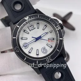 Drop - Orologio meccanico da uomo Orologi da 46 mm con quadrante bianco, cinturino in caucciù, lunetta girevole, moda, orologio da polso253O