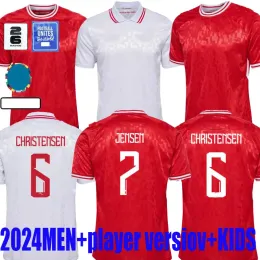 2024デンマークサッカージャージー24 25エリクセンホームレッドアウェイホワイトkjaer hojbjer