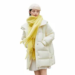 semir Down Jacket Women Mid-Length Plaid Hooded 2023 Winter New Oversize Thick Coat i7uV#