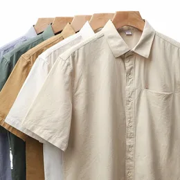 dukeen Cott Shirt Short-Sleeved Men's Summer Tide Senior Sense of Retro Inch Shirt Solid Color White Shirt w6tk#