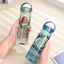 Wasserflaschen 500 ml transparente Plastikflasche mit Silikongriff für Schulmädchen-Jungen-tragbare Sport-Außentasse-Geschenk