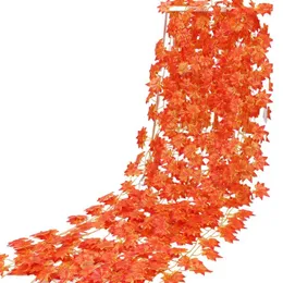 장식용 꽃 1pcs 홈 장식 인공 메이플 포도 나무 잎 화환 식물 가짜 꽃 소름 붉은 크라운 장식