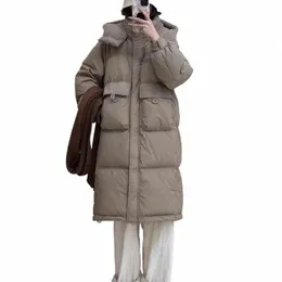Down Jacket For Women Mid Length 2023 Winter New Korean Loose Kne Length Women's White Duck Down Coat Bread Jackets Chaquetas P3Z8#