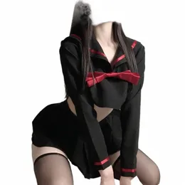 섹시한 kawaii lolita 의상 일본 여고생 코스프레 세일러 유니폼 lg 슬리브 블랙 애니메이션 학생 역할 연극 하녀 복장 Q1FV#