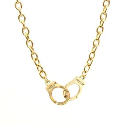 Choker-Halsketten Die Handschellen-Anschluss-Anhänger-Gothic-Halskette für Frauen 6-mm-Rolo-Kabel Edelstahl-klobige Kette Collar2884