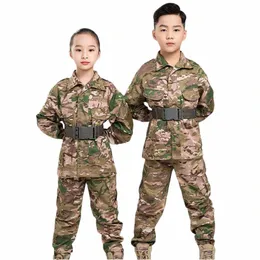 uniforme militare da uomo per bambini combattimento tattico stile bambini Camo caccia all'aperto allenamento camicia sportiva pantaloni tuta s3kV #