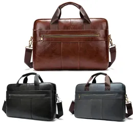 Office Handbag Leather Business Shoulder Messenger Men039s Bag Simple Retro Multifunctional Portable Briefcase 14inch LaptopBri1777284