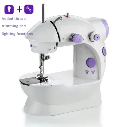 Machines Sewing Machine Mini Portable Household Night Light Foot Pedal Straight Line Hand Table Two Thread Kit Electric DIY Clothes