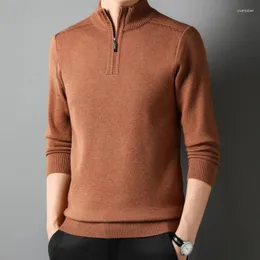 Мужские свитера, осенне-зимняя повседневная куртка, свитер с полумолнией, деловой офисный домашний облегающий теплый пуловер