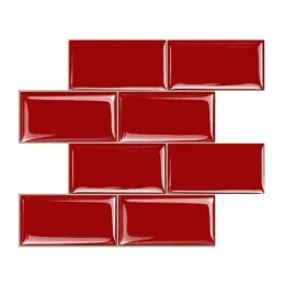 Klistermärken Vividtiles tjockare Peel and Stick Premium Wall Tiles 3d Red Festival Populära heminredning Väggklistermärke 5 stycken Pack