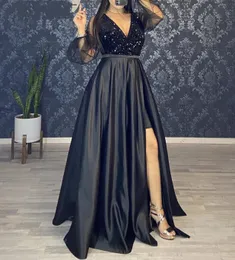 Long Illusion Towe Sleeves Mother of the Bride Pant Suits Plus Size Pant kostym Billig formell slitage Mödrar Kvällsklänningar V Neck A-Line Black