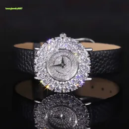 JW003FW Sıkışan Zarif 9K 10K 14K 18K Beyaz Altın Moissanite Laboratuar Grown Diamond Ladies Lüks Altın Kadın Saatler