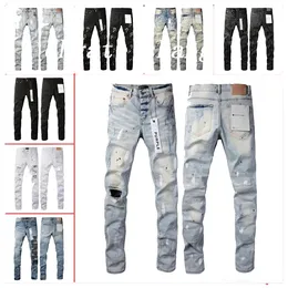 Mens Jeans Homem Roxo Jeans Calças Designer Preto Skinny Adesivos Light Wash Rasgado Motocicleta Rock Revival Corredores True Religions Homens J 28-40 936047594