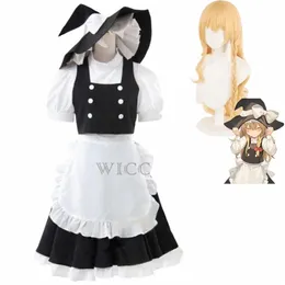 Anime Game Touhou Project Kirisame Marisa Cosplay Costume Kirisame Magic Shop Wig Maid klädsel Kvinna Sexig Kawaii Halen Suit V9ZM#