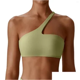 Yoga outfit kvinnor mjuk grundläggande snabb torr komprimering stödjande singel shoder sport Bra y gedous Color Outdoor Workout Running Drop Deli OTUXV