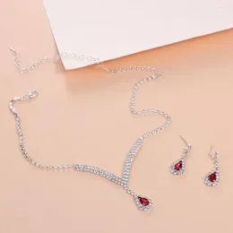 Halskette Ohrringe Set Party Geschenk Glänzend Luxus Exquisite Tropfen Hochzeit Schmuck Frauen Kristall Koreanischen Stil