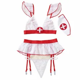 Lingerie sexy Baby Doll Donna Lace Dr Lingerie erotica Cosplay Uniforme per costumi sessuali Biancheria intima Lenceria Sexi Dres z9q5 #