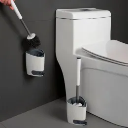 Spazzole Scopino per WC a tenuta stagna per capelli montato a parete in silicone TPR Scopino per WC con set di supporti Strumento per la pulizia drenante Accessori per il bagno