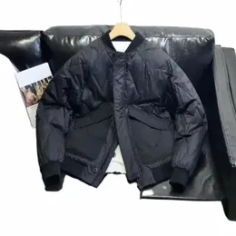 gmiixder Simples Slpiced Down Jacket Masculino Novo Coreano Casual Engrossar Parkas Quentes Inverno Stand-up Collar Uniforme de Beisebol Unissex R2q8 #