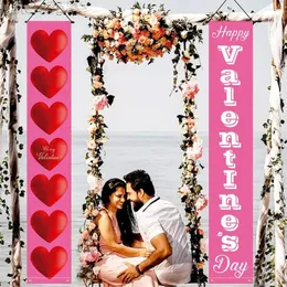 Party Decoration Happy Valentine's Day Door Hanging Couplet Love Heart Garland Banner för utomhus inomhus