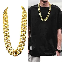 Chains Nt Gold Neck Chain Imitation Hip Hop Necklace Rapper Exaggerated Fancy Dress Personalized Performance Prop N0He Drop Delivery J Dh3Af