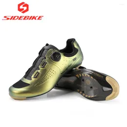 Sapatos de ciclismo sidebike SV-08 carbono bicicleta de estrada homem profissional auto-bloqueio tênis de bicicleta compatível com chuteiras