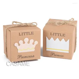 Present Wrap Princess Baby Shower Favor Boxes Rustic Kraft Paper Box Girl 1st Birthday Decoration Bomboniere Dopning